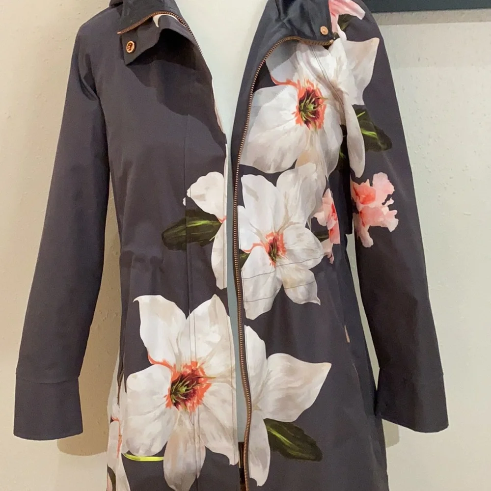 Ted Baker Jacket Floral Rain Coat Size 1 Small Nannci Chatsworth Bloom - Picture 2 of 7